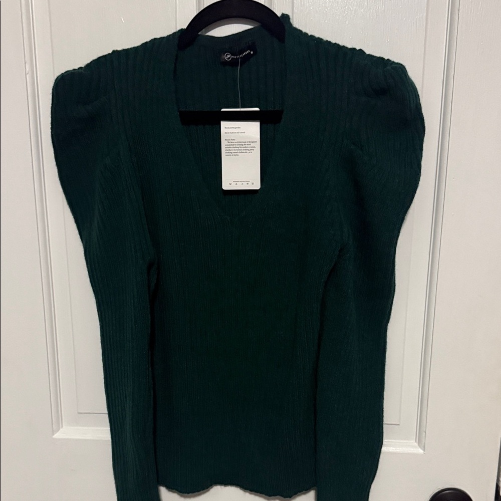 Green V-Neck Women's Sweater